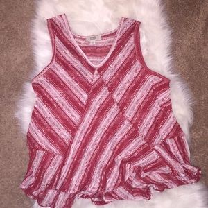 Red & White Boho Tank, XL